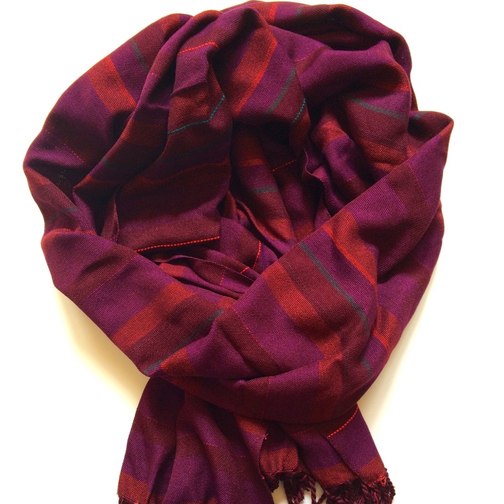 Aubergine Striped Scarf